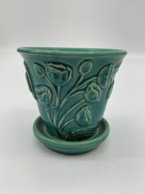 Vintage USA Marked Tulip Motif Flower Pot