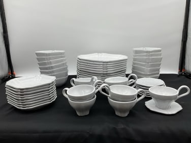 Mikasa - Tyler Florence Collection  White Porcelain Octagonal Cups and Saucers Set