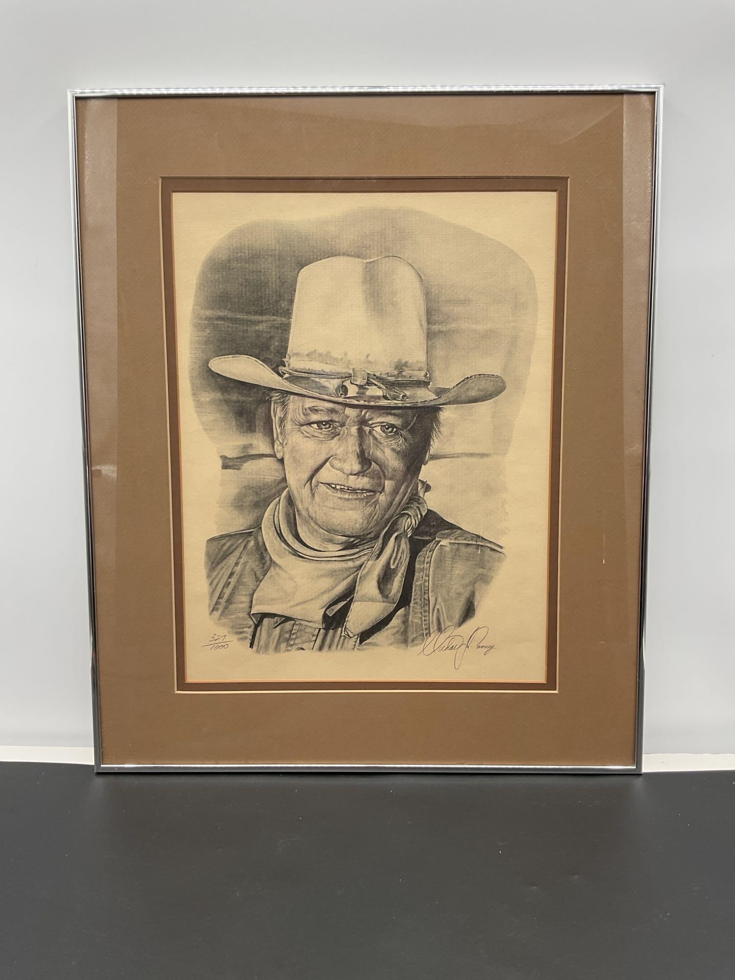 John Wayne Limited Edition Pencil Drawing - Signed, Limited Edition 327/1000 (1 of 5)