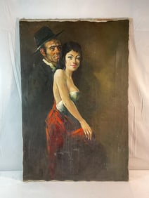 Oil on canvas mid century modern painting