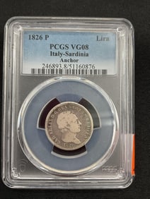 PCGS 1826 Italian Lira Silver Coin