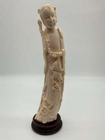 Asian Female Figure with Fish and Lotus