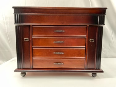Vintage Wooden Jewelry or Watch Box with Drawers