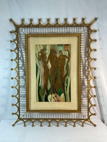 Three Women in Vintage Solid Brass Ornate Picture Frame