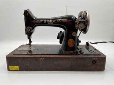 Vintage Singer Electric Sewing Machine with Bentwood Case - 1920's