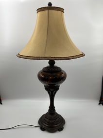 Vintage Bronze and Tortoiseshell Glass Table Lamp