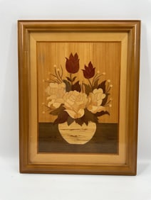 Floral Still Life Marquetry Panel