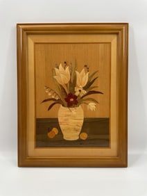 Floral Vase Marquetry Panel