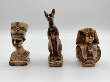 Set of Three Carved Egyptian Figurines