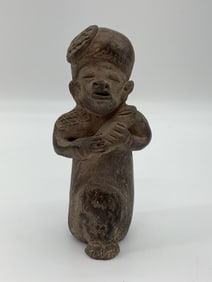 Ancient-Pre-Columbian Style Whistle with Turban - Likely Mesoamerican