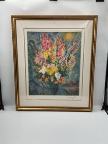 “Le Bouquet Enluminant Le Ceil" by Marc Chagall (Russian/French, 1887-1985) Lithograph
