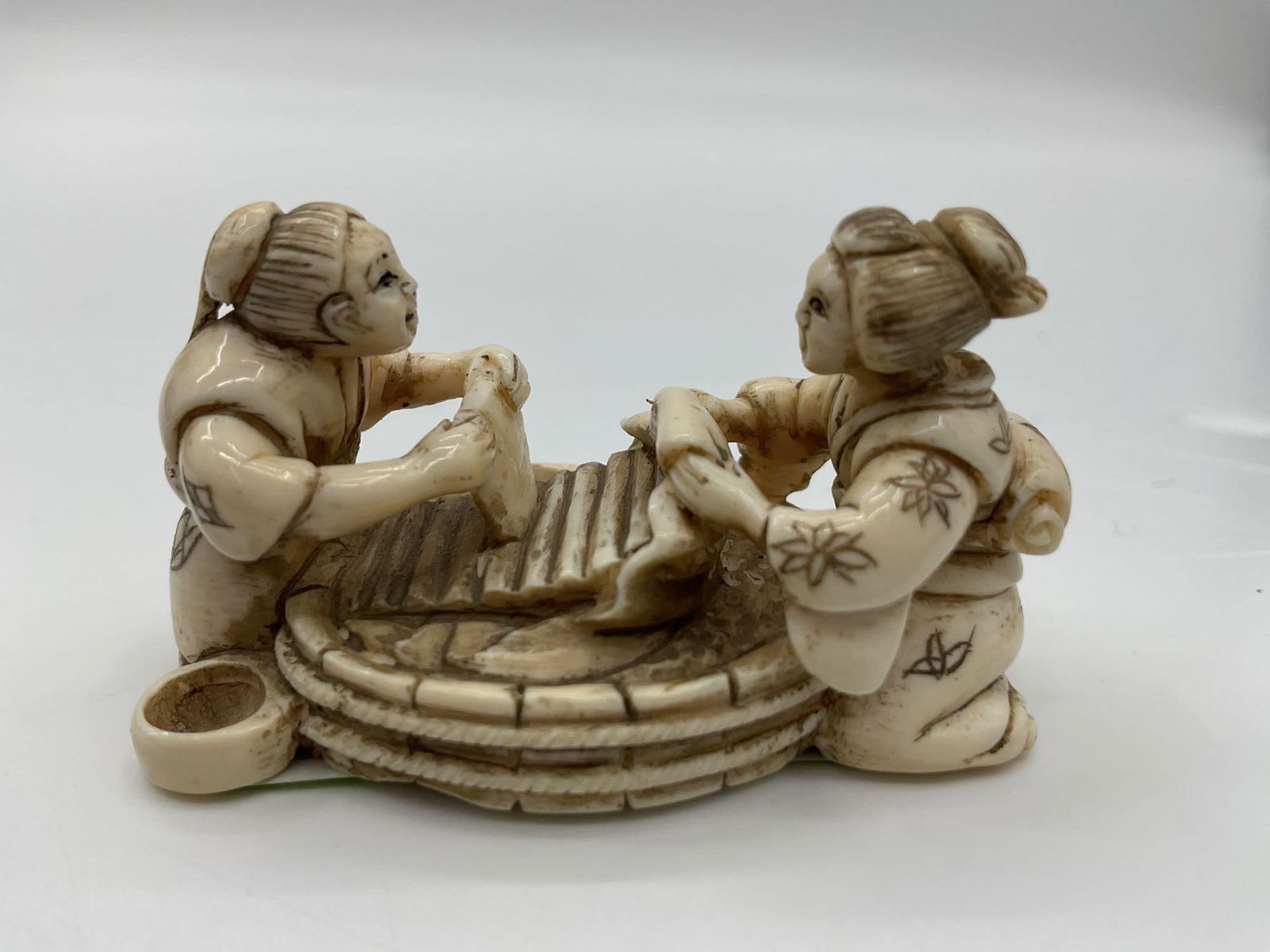 Carved Asian Okimono – Washing Clothes - Meji Period (1 of 4)