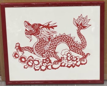 Chinese Red Paper-Cut Dragon