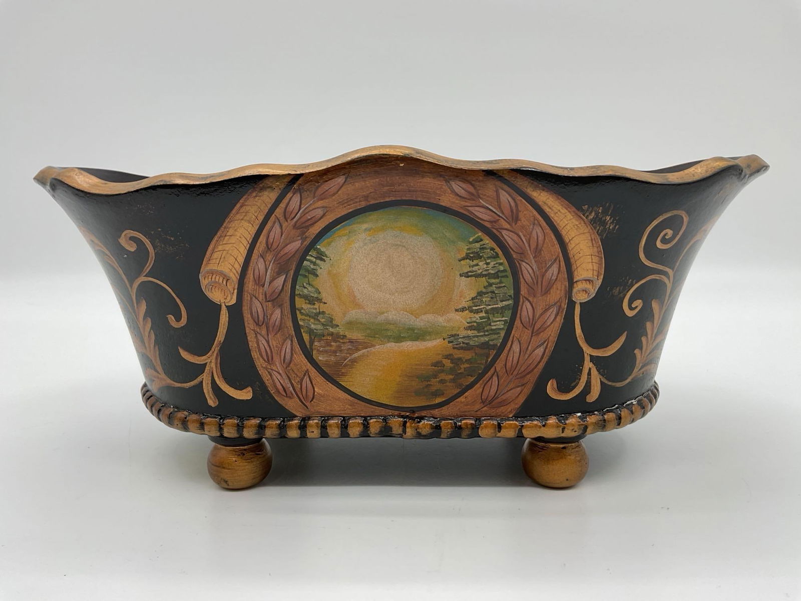 Hand-Painted Decorative Wooden Planter (1 of 4)