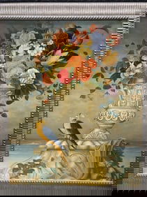 Floral Still Life with Parrot by Cheryl Kessler (American)