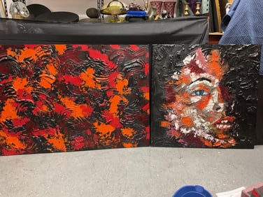 Inner Fire (Diptych) by Flavio Galvan (Argentina) Acrylic on Board