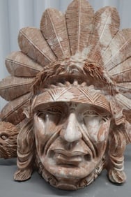 Hand carved marble Native American Statue