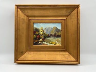 Mountain Valley Landscape Oil on Canvas