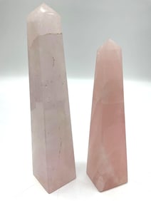 Pair of Polished Rose Quartz Obelisks