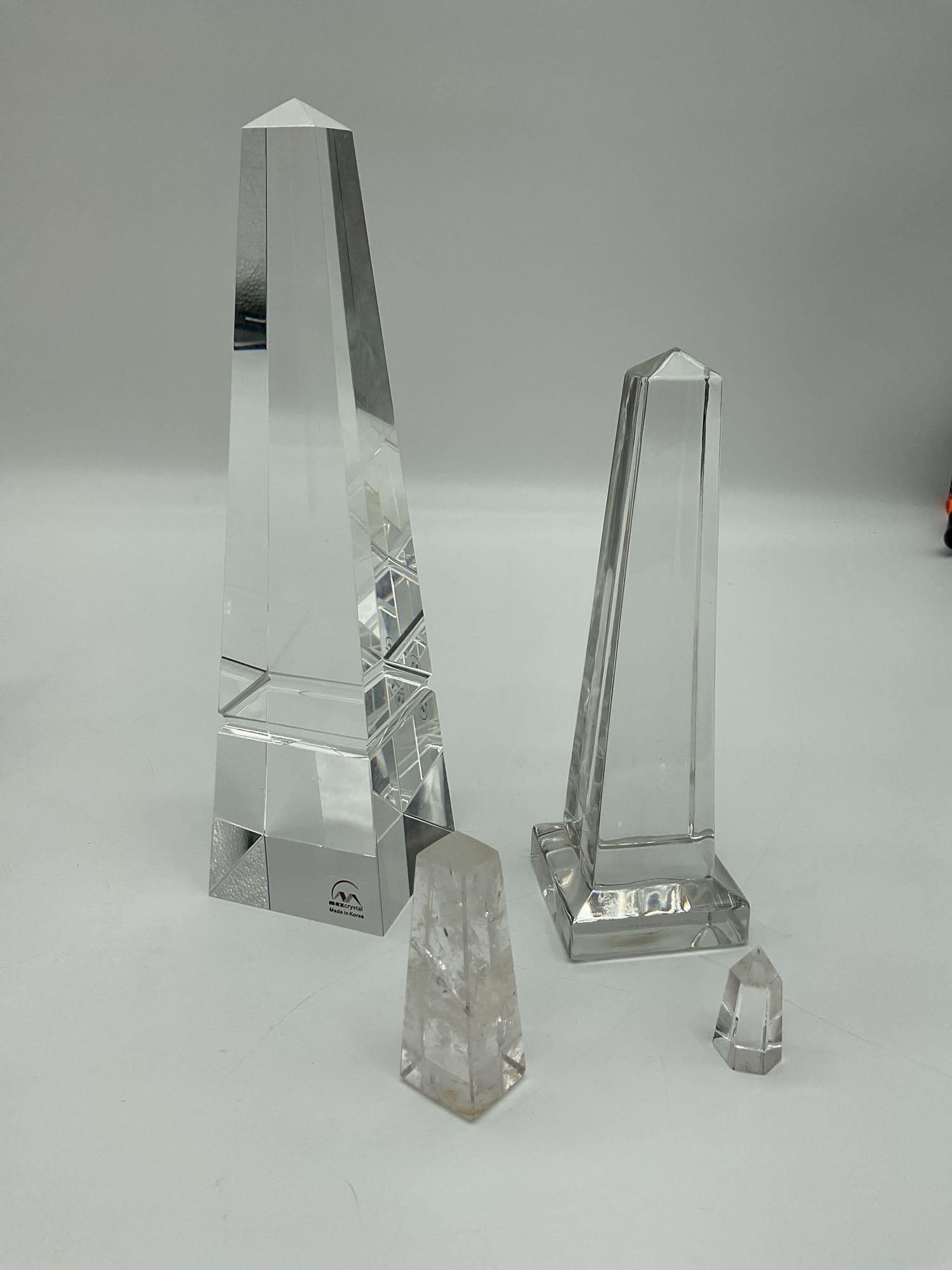 Group of Four Clear Obelisks and Crystal Points (1 of 4)