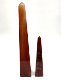 Pair of Polished Red Agate Obelisks