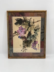 Grapes and Leaves Traditional Chinese Watercolor