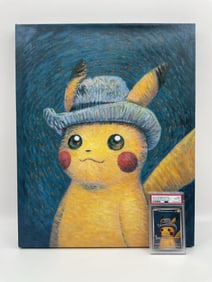 Pikachu Pokemon x Van Gogh Collaboration PSA 10 With Painting