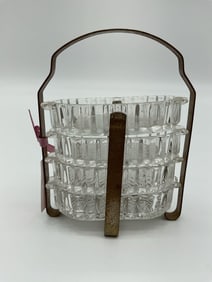 Vintage Cut Glass Serving Set with Brass Caddy
