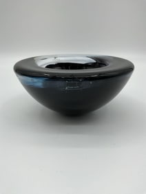 Kosta Boda "Atoll" Black Art Glass Bowl