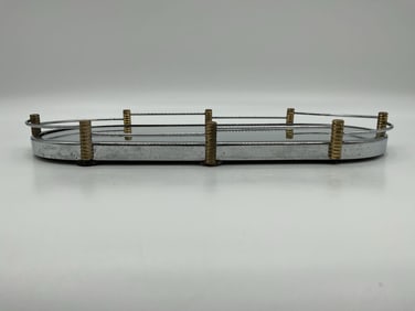 Mid-Century Modern Glass Vanity Tray with Brass Accents