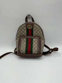 Gucci GG Supreme Canvas Backpack with Web Stripe