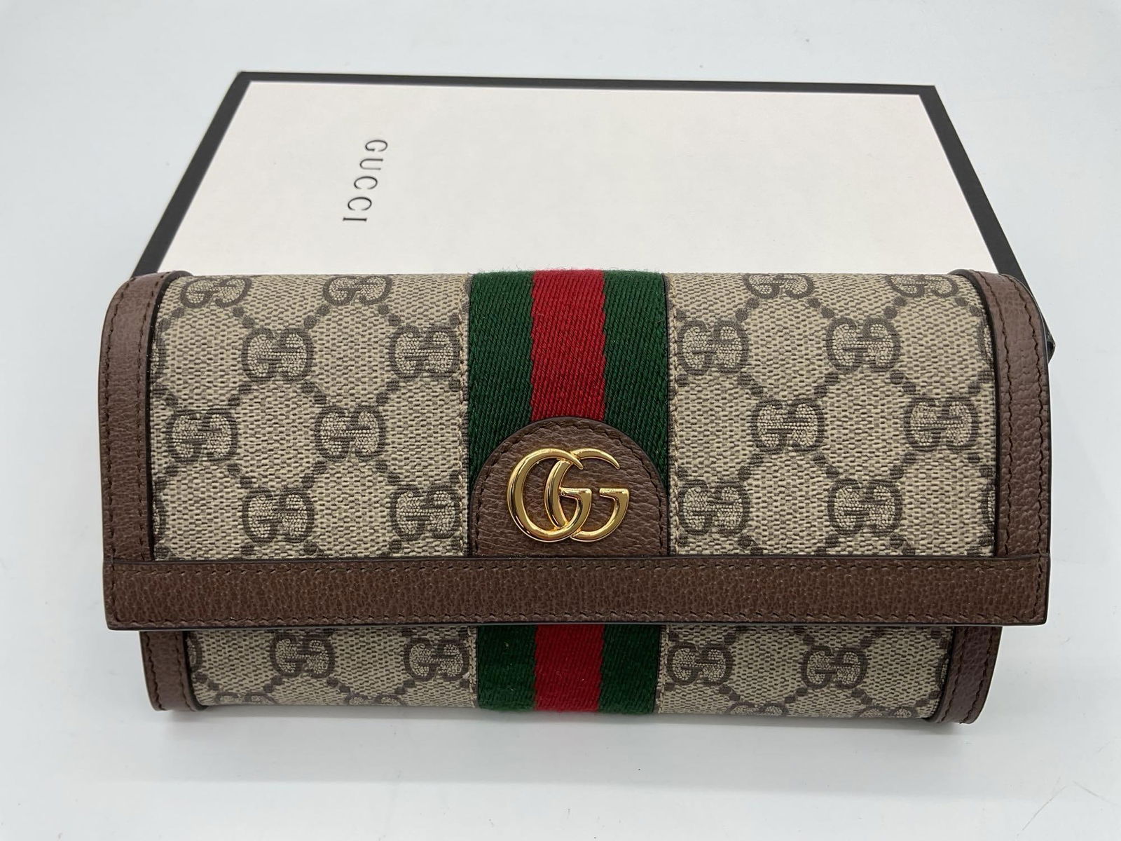 Gucci GG Supreme Canvas Web Stripe Wallet with Box (1 of 5)