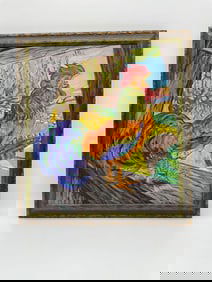 Colorful Rooster on a Fence by Cindy Perkins