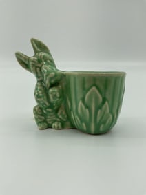 Green Glazed Bunny Planter