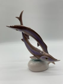 Hollohaze Porcelain Dolphin Figurine Sculpture