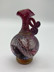 Decorative Miniature Purple and Gold Porcelain Vase