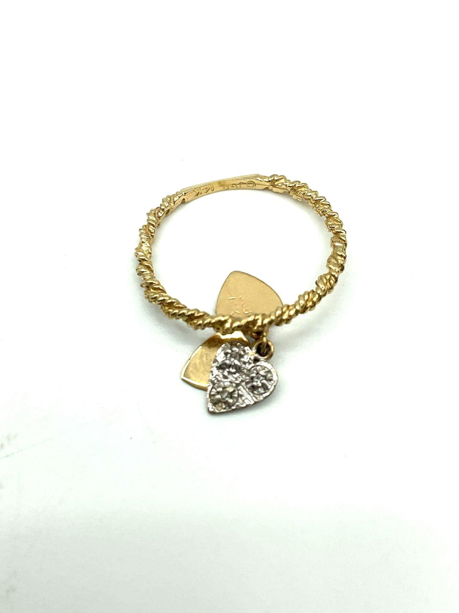 Delicate 14K Yellow Gold Twisted Band Ring with Diamond Accent (1 of 4)