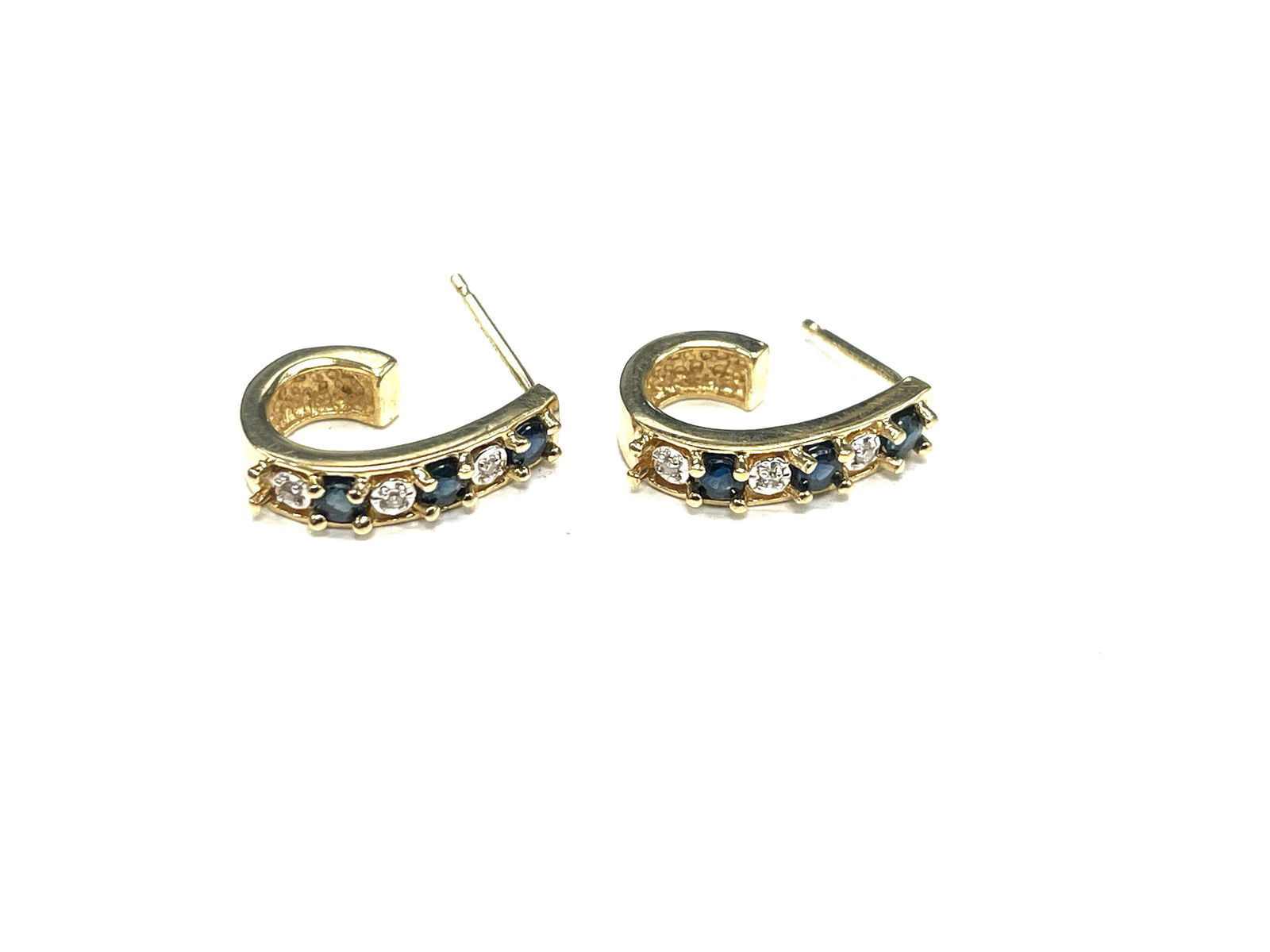 Sapphire and Diamond Half Hoop Earrings in Yellow Gold (1 of 4)
