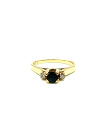 14K Yellow Gold Ring with Blue Sapphire and Diamond Accents