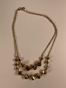 Gold-Tone Double-Strand Geometric Bead Necklace