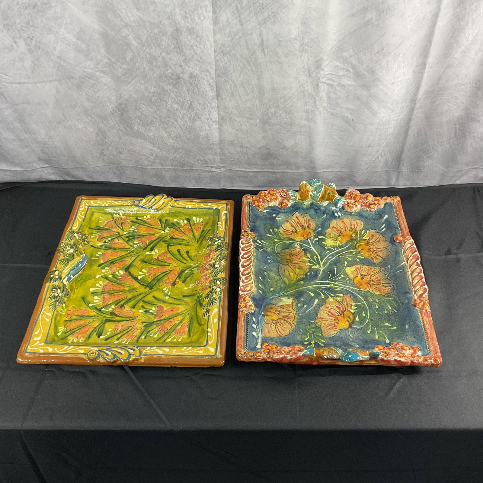 Two Hand Painted Ceramic Trays, Signed by Artist (1 of 5)
