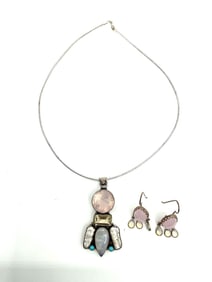 Artisan Gemstone Necklace and Earring Set