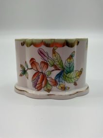 Herend Hungary Hand-Painted Porcelain Toothpick or Napkin Holder in Queen Victoria Pattern