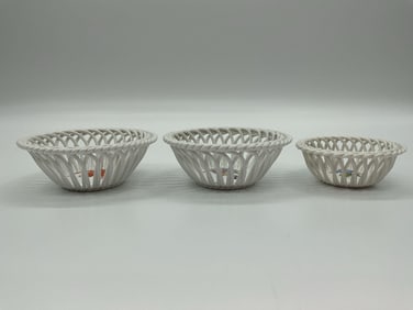 Herend Hungary Handpainted Porcelain Basket Trio