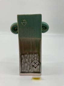 Midcentury Modern Scroll Handle Vase - Signed, Artist Unknown