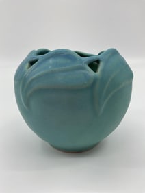 Van Briggle Pottery Blue Cutout Rim Bowl