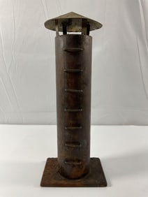 Antique Cast Iron Miniature Lighthouse or Industrial Chimney Model