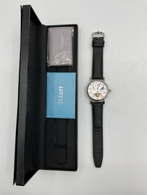 Stauer Automatic Skeleton Watch with Black Leather Strap
