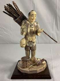 Japanese Hunter with Bird Figurine