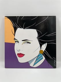 In the style of Patrick Nagel Oil on Canvas Painting